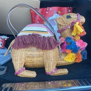 Handcrafted Wicker Camel with Colorful Tassels